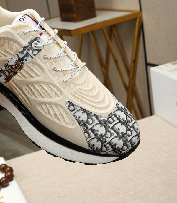 CD RUNNER SNEAKER CREAM AND BLACK CALFSKIN