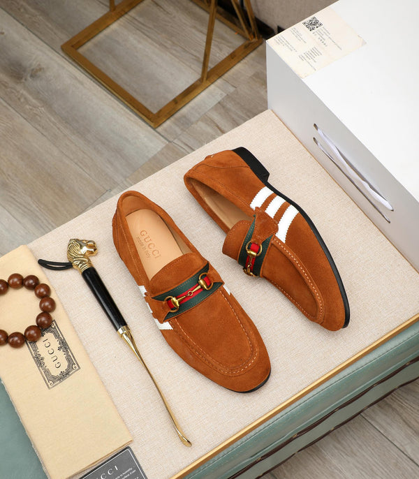 GG x Adidas Men's Jordaan Loafer Light Brown Suede 456614