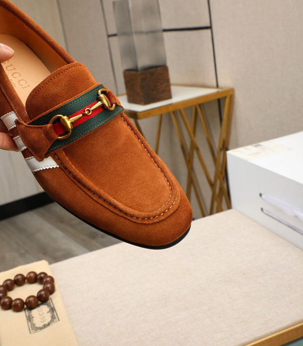 GG x Adidas Men's Jordaan Loafer Light Brown Suede 456614