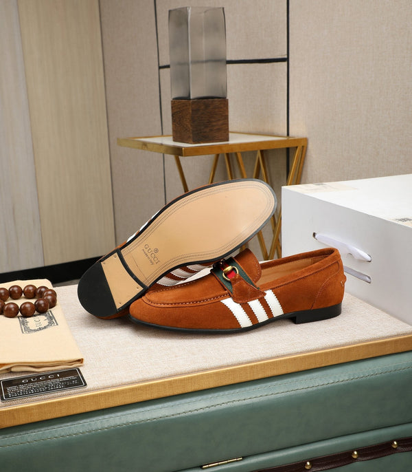 GG x Adidas Men's Jordaan Loafer Light Brown Suede 456614