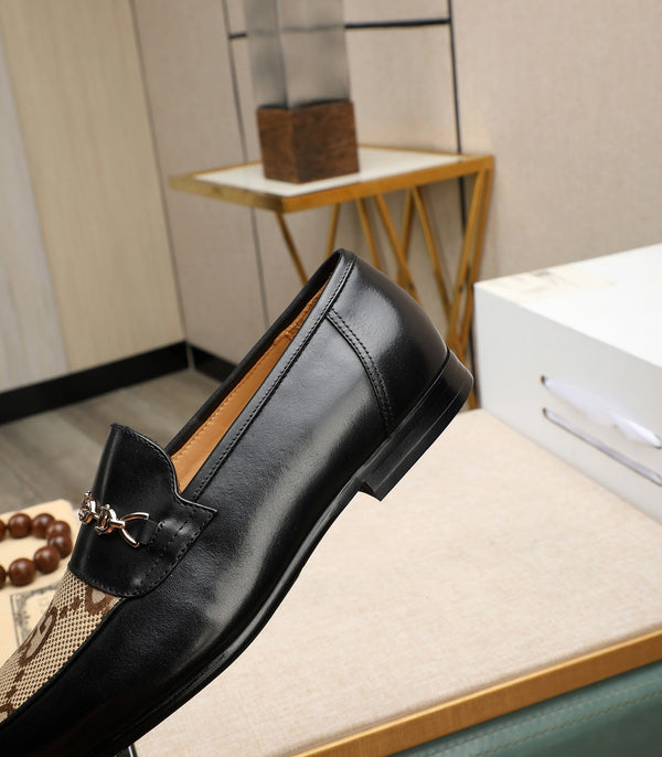 GG Men's Loafer Black Brown Cowhide Canvas 526012