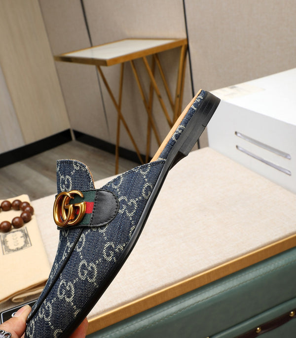 GG Men's Interlocking GG Mule Blue Denim 111476