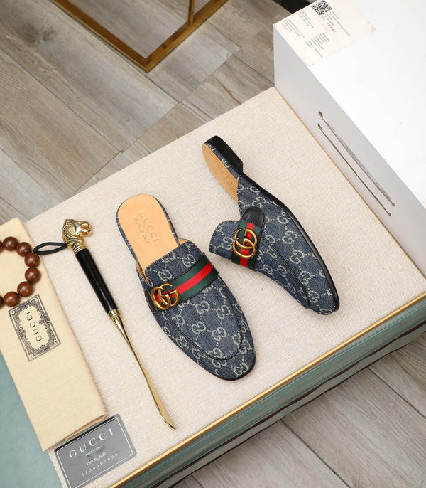 GG Men's Interlocking GG Mule Blue Denim 111476