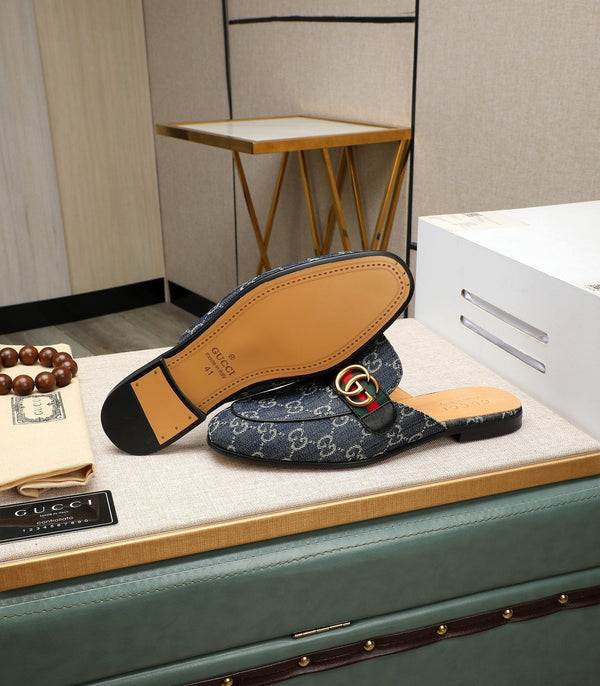 GG Men's Interlocking GG Mule Blue Denim 111476