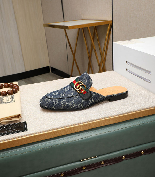 GG Men's Interlocking GG Mule Blue Denim 111476
