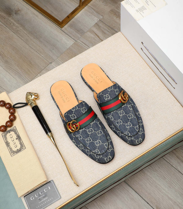 GG Men's Interlocking GG Mule Blue Denim 111476
