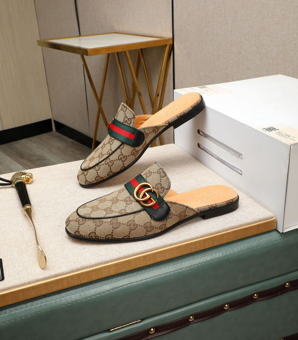 GG Men's Interlocking GG Mule Brown Denim 111477