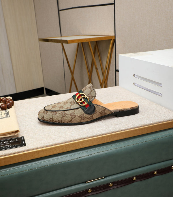 GG Men's Interlocking GG Mule Brown Denim 111477
