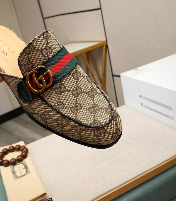 GG Men's Interlocking GG Mule Brown Denim 111477