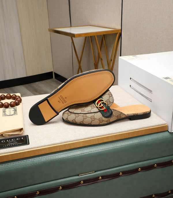 GG Men's Interlocking GG Mule Brown Denim 111477