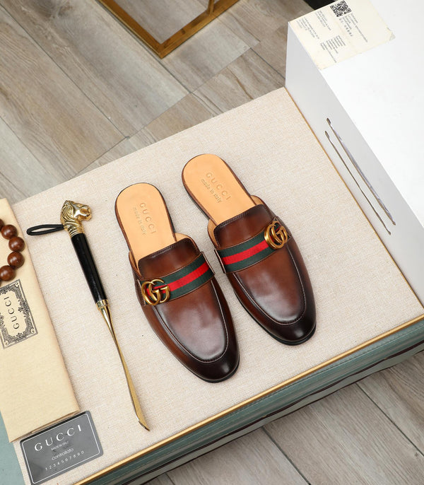 GG Men's Interlocking GG Mule Brown Cowhide 111484