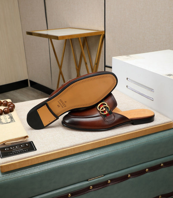 GG Men's Interlocking GG Mule Brown Cowhide 111484