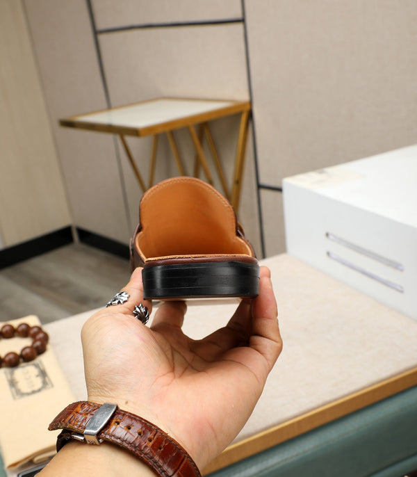 GG Men's Interlocking GG Mule Brown Cowhide 111484