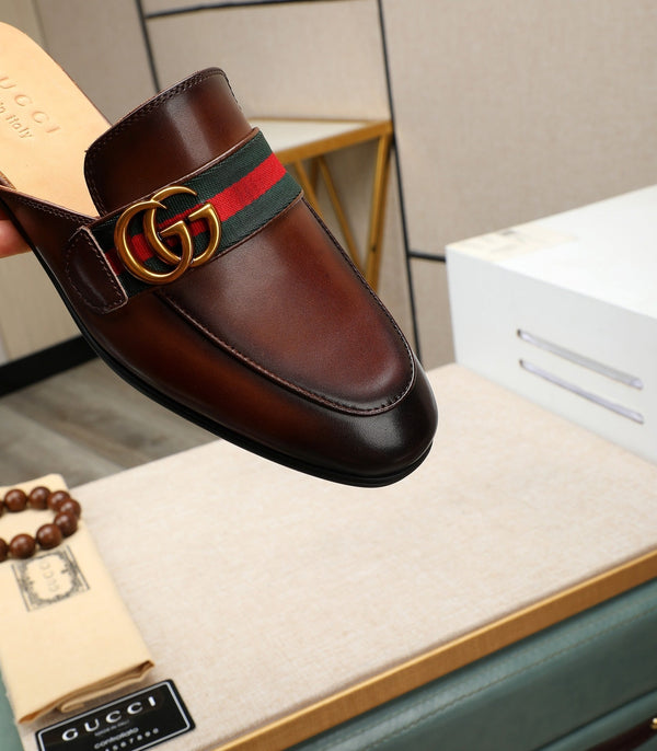 GG Men's Interlocking GG Mule Brown Cowhide 111484