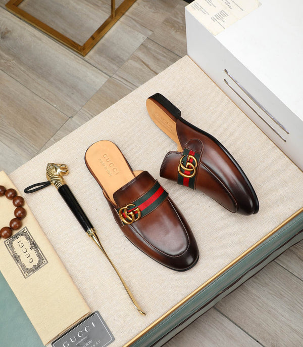 GG Men's Interlocking GG Mule Brown Cowhide 111484