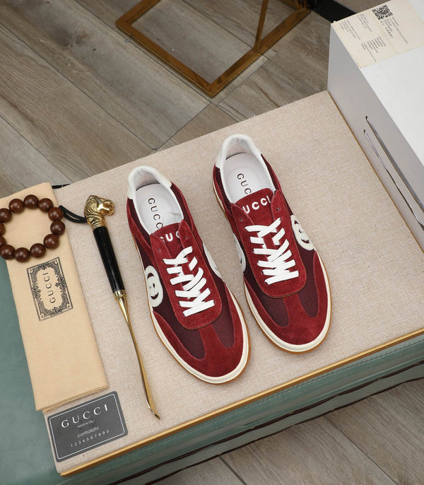 Sneaker GG G75 da uomo in pelle scamosciata rossa 270521