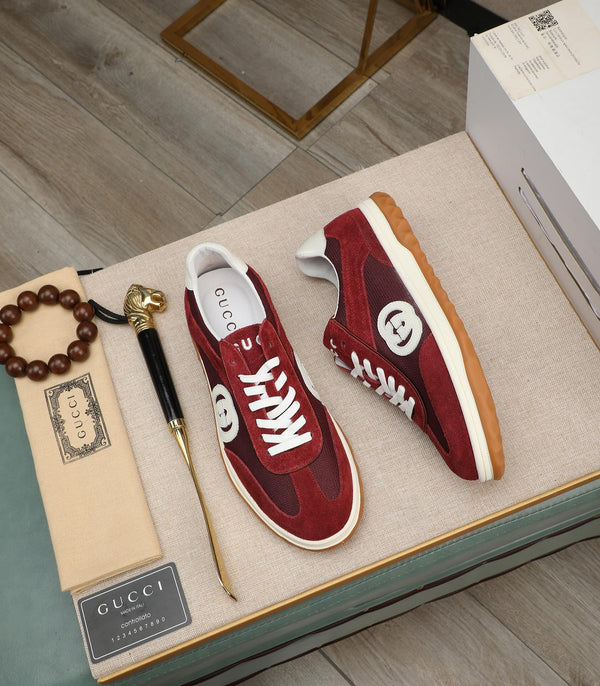 Sneaker GG G75 da uomo in pelle scamosciata rossa 270521