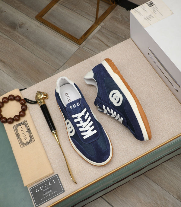 Sneaker GG G75 da uomo in pelle scamosciata blu navy 270522