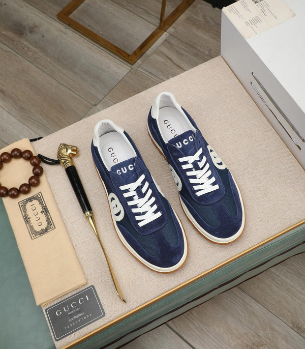 Sneaker GG G75 da uomo in pelle scamosciata blu navy 270522