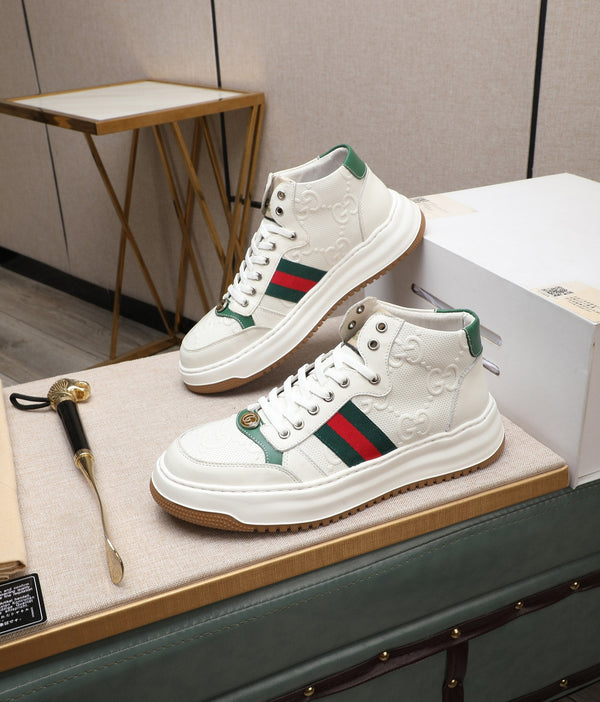 GG Men's Screener Sneaker White Cowhide 440159