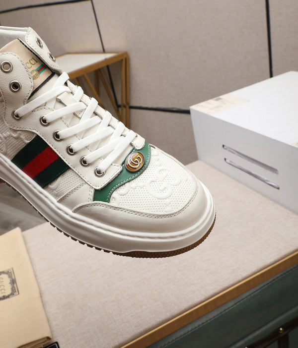 GG Men's Screener Sneaker White Cowhide 440159