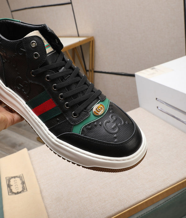 GG Men's Screener Sneaker Black Cowhide 440160