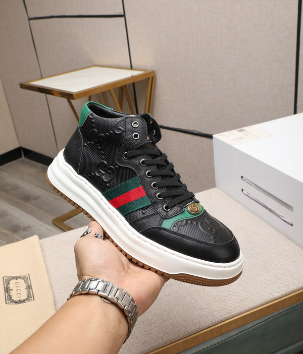 GG Men's Screener Sneaker Black Cowhide 440160