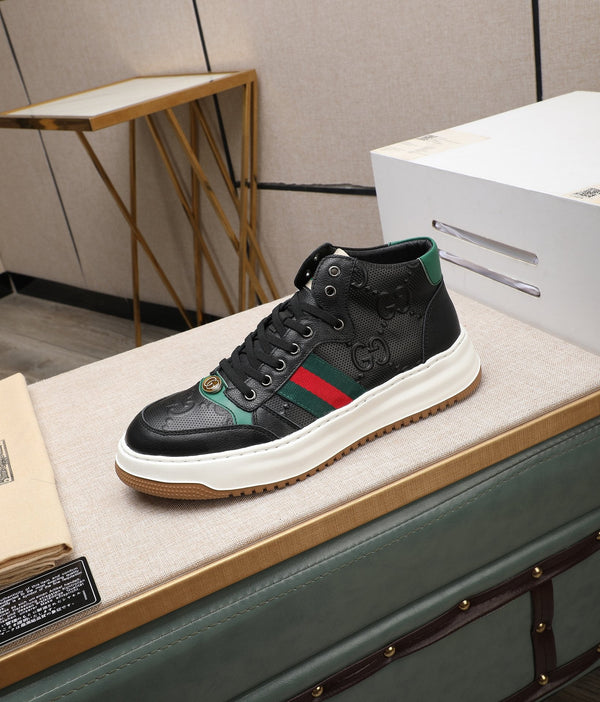 GG Men's Screener Sneaker Black Cowhide 440160