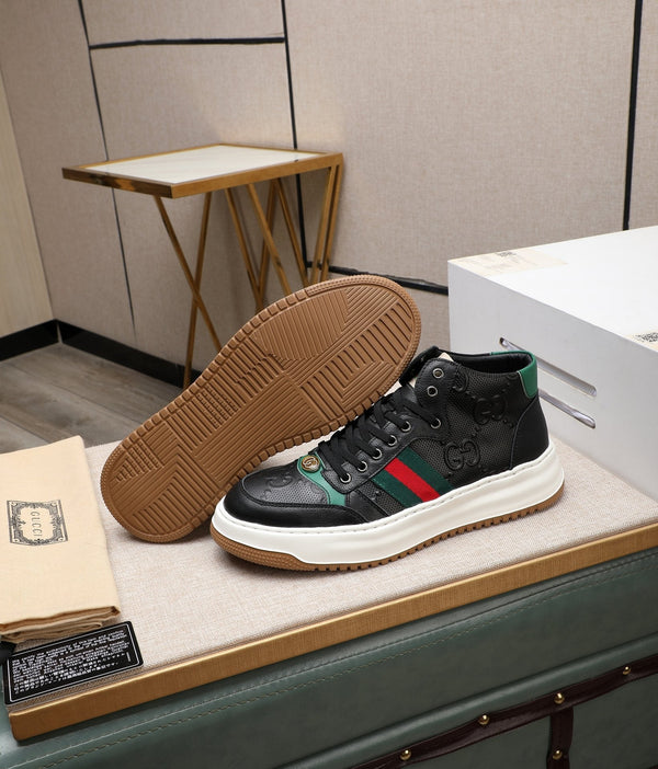 GG Men's Screener Sneaker Black Cowhide 440160