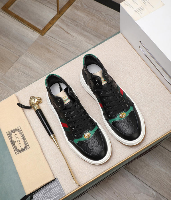 GG Men's Screener Sneaker Black Cowhide 440160