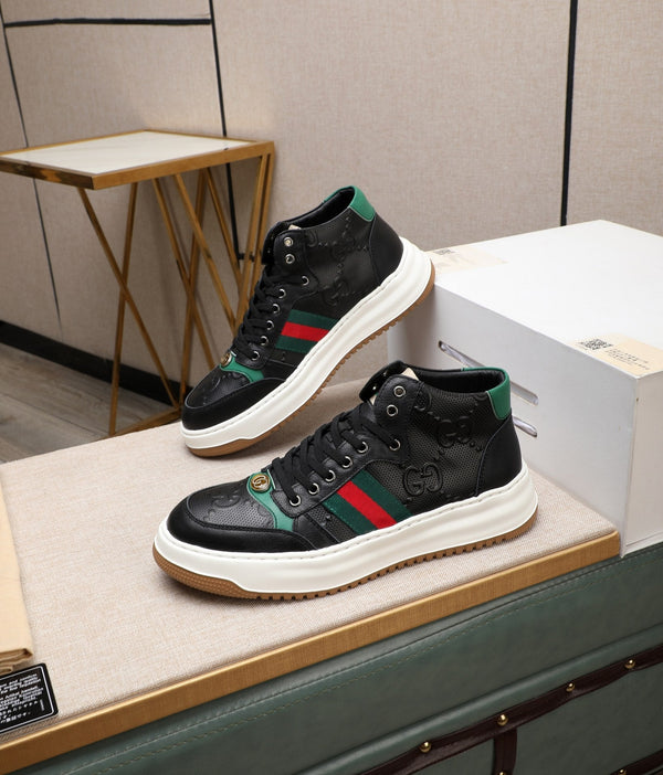 GG Men's Screener Sneaker Black Cowhide 440160