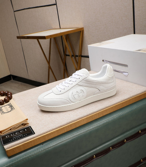 GG Men's G75 Sneaker White Mesh Suede 477880