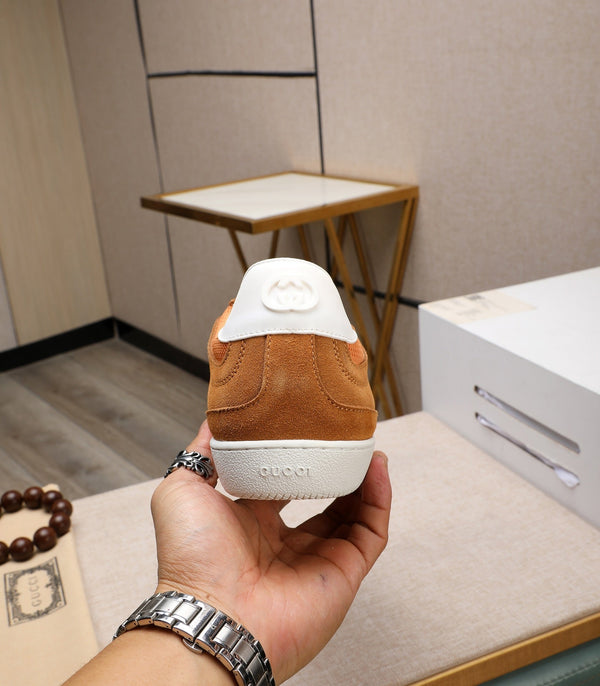 GG Men's G75 Sneaker Brown Orange Mesh Suede 477881