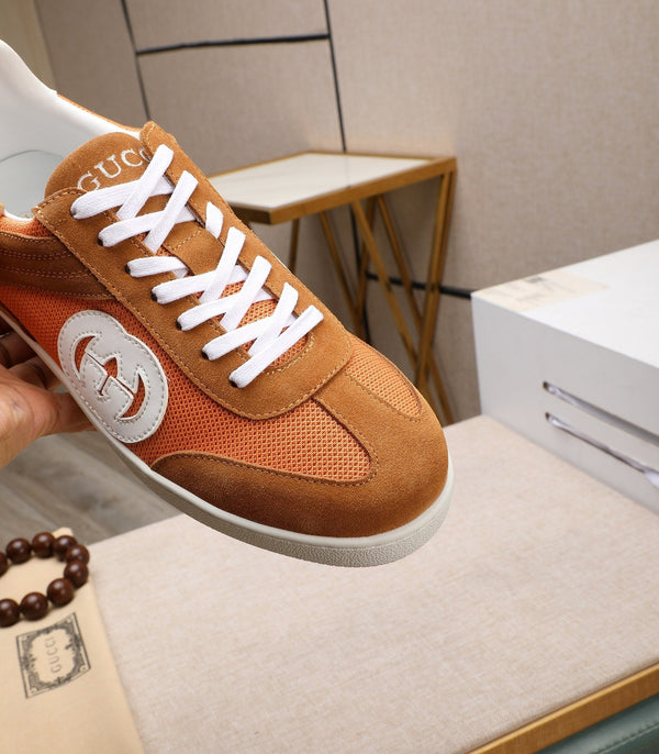 GG Men's G75 Sneaker Brown Orange Mesh Suede 477881