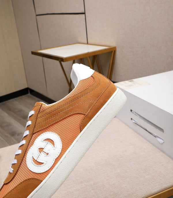 GG Men's G75 Sneaker Brown Orange Mesh Suede 477881