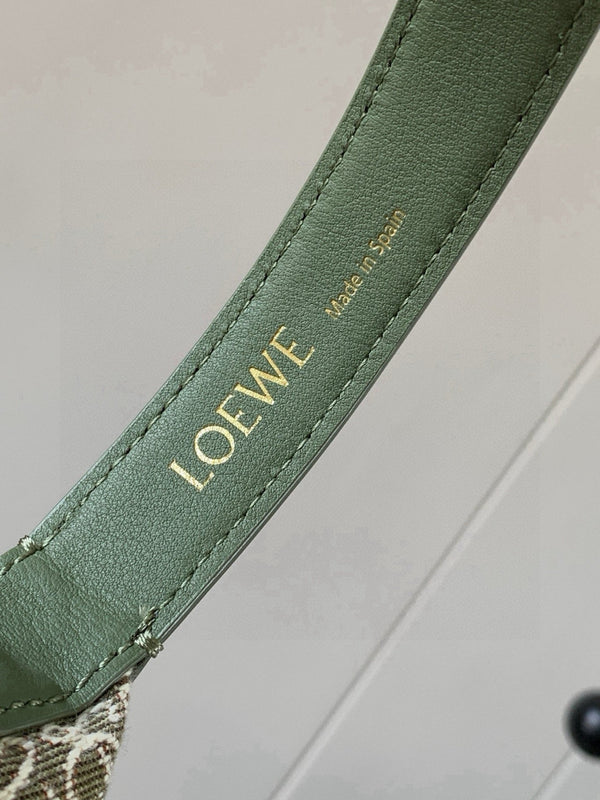Loe Cubi Anagram Bag 35cm Green White Jacquard Cotton Calfskin
