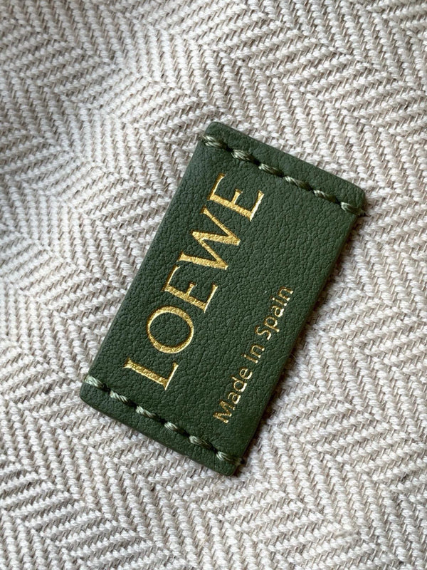 Loe Cubi Anagram Bag 35cm Green White Jacquard Cotton Calfskin