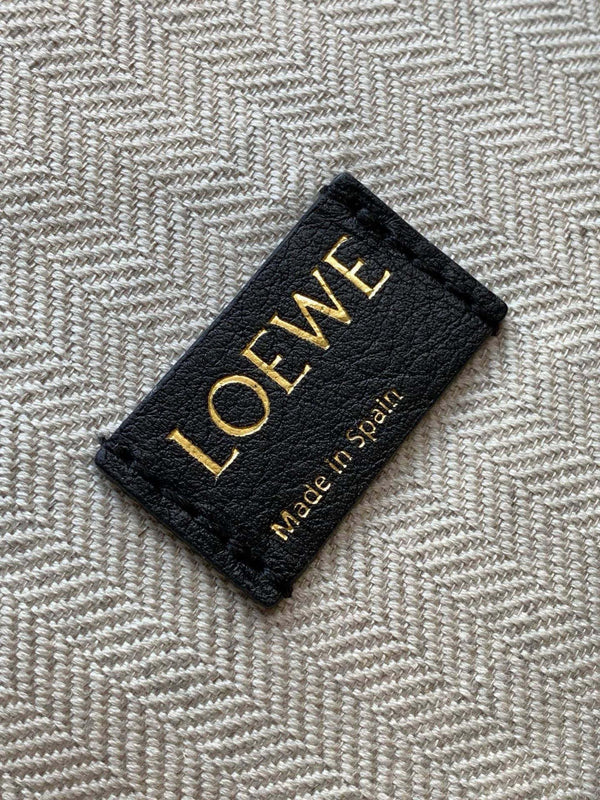 Loe Cubi Anagram Bag 35cm Black White Jacquard Cotton Calfskin