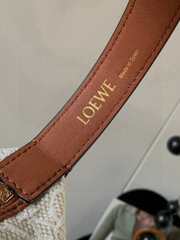 Loe Cubi Anagram Bag 35cm Brown White Jacquard Cotton Calfskin