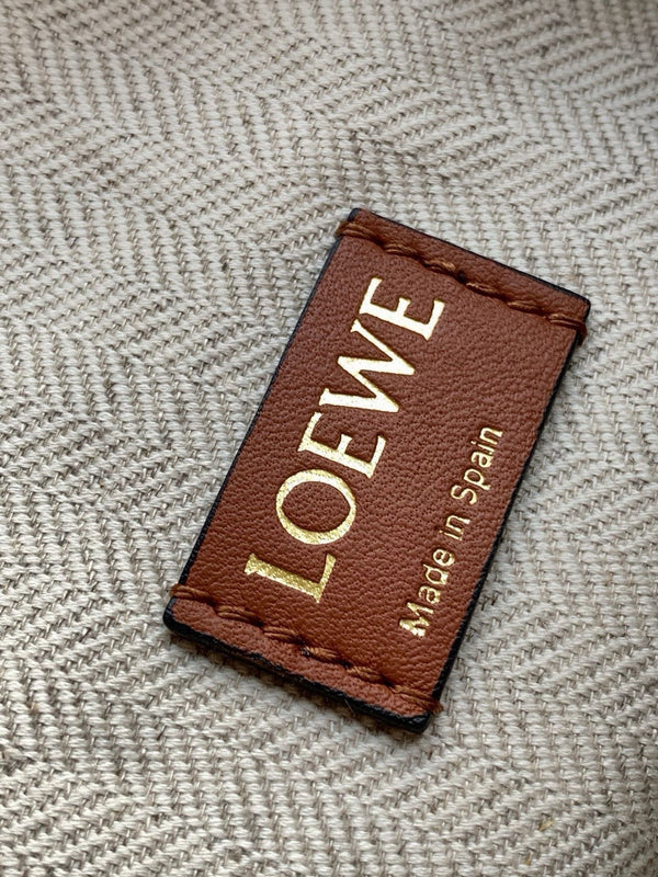 Loe Cubi Anagram Bag 35cm Brown White Jacquard Cotton Calfskin