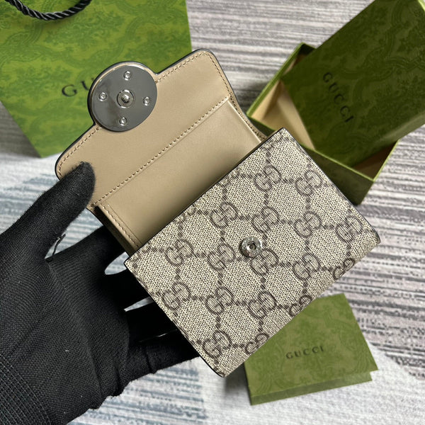 MINI PORTAFOGLIO 11 IN TELA BEIGE MIX MARRONE