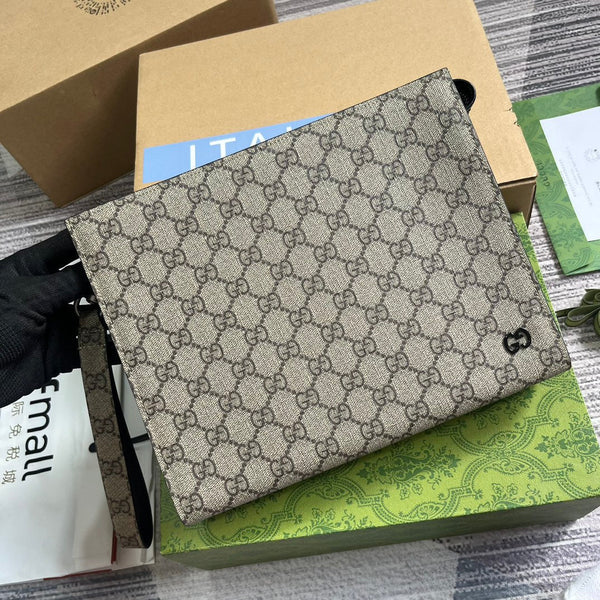 NEO VINTAGE 26 GG SUPREME POUCH IN BEIGE AND EBONY CANVAS