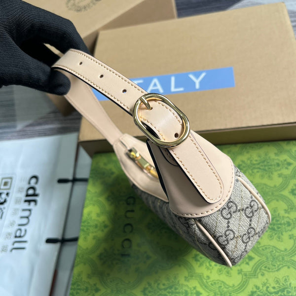 BORSA MINI OPHIDIA GG 20 IN TELA BEIGE KHAKI