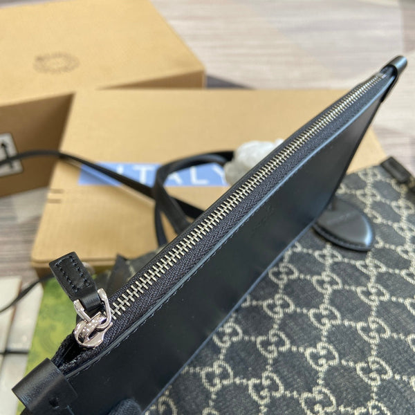 OPHIDIA GG 27 MEDIUM TOTE BAG BLACK DENIM