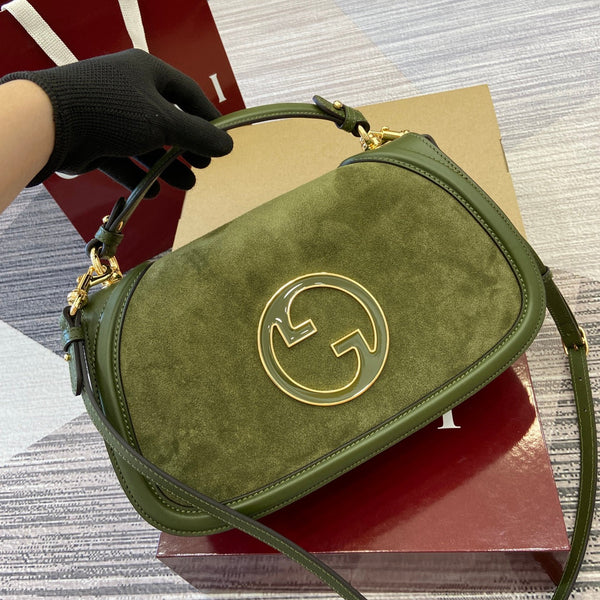 BLONDIE MEDIUM SHOULDER BAG 32 IN JUNIPER GREEN CALFSKIN AND SUEDE GOLD HARDWARE