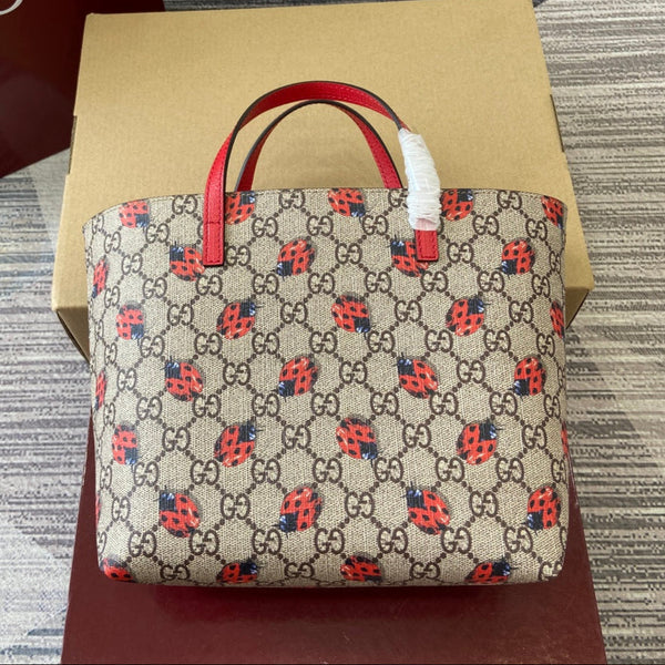Borsa GG Tote 21cm Beige Rosso Pelle Tela 339642
