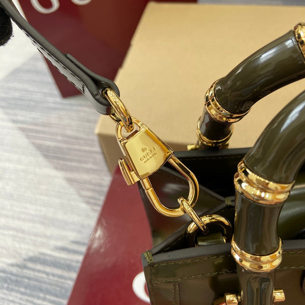 Gucci Bamboo Bag Dark Green Leather 339650