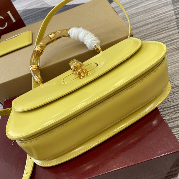 Gucci Bamboo Diva Bag Yellow Leather 339653