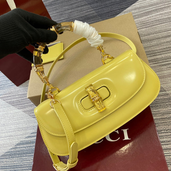Gucci Bamboo Diva Bag Yellow Leather 339653