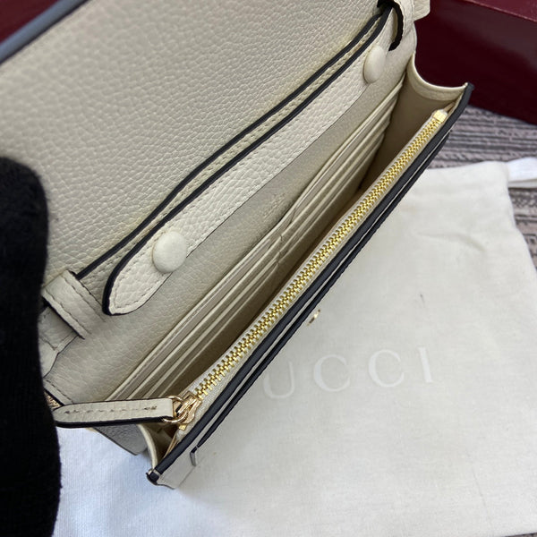 GG Dionysus Chain bag 20cm White Grained Leather 339613